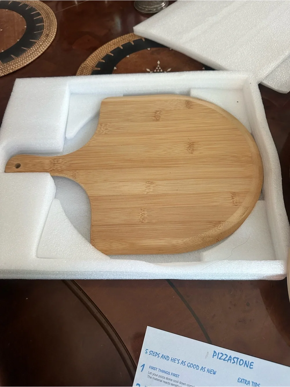 Cream Pizza Stone with Bamboo Peel - Home Serveware